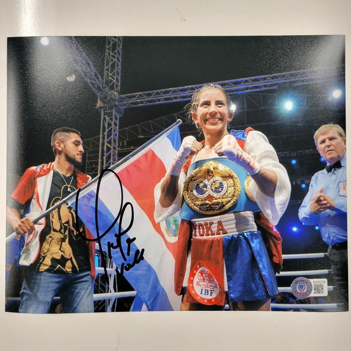 Yokasta Yoka Valle signed Boxing 8x10 photo #7 autograph ~ Beckett BAS Holo