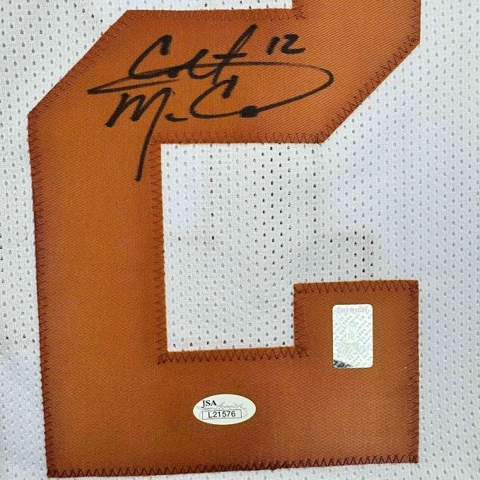 Framed Autographed Colt McCoy 35x39 Texas White College Jersey JSA COA