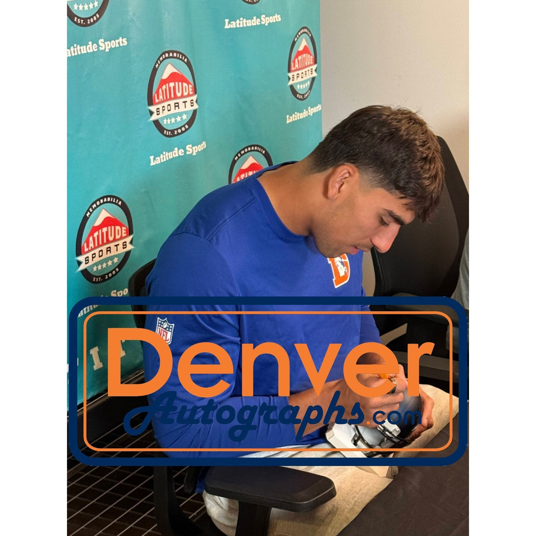 Jonah Elliss Autographed/Signed Denver Broncos Mini Helmet Beckett Witness 58256