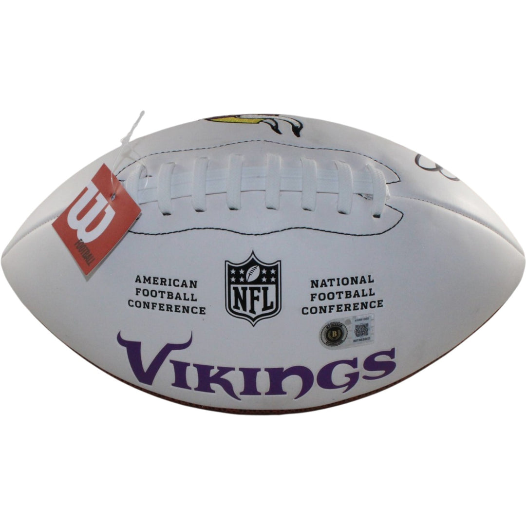 Justin Jefferson Autographed Minnesota Vikings Logo Football Beckett WIT 57923