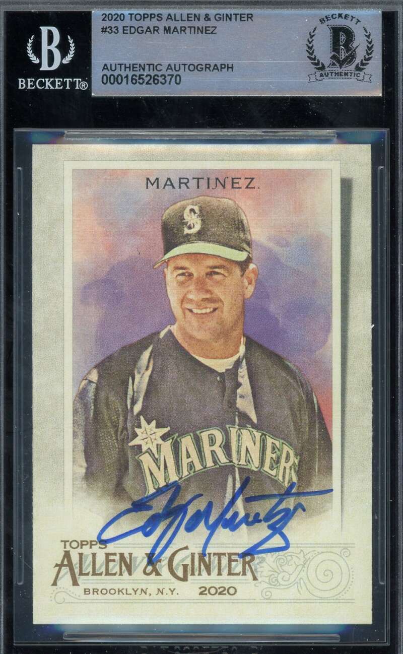 Edgar Martinez Beckett BAS Signed 2020 Topps Allen and Ginter Autograph