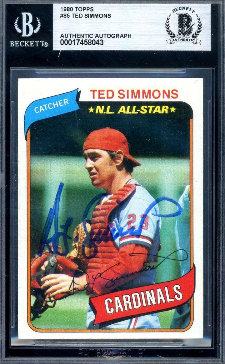 Ted Simmons Beckett BAS Signed 1980 Topps Autograph