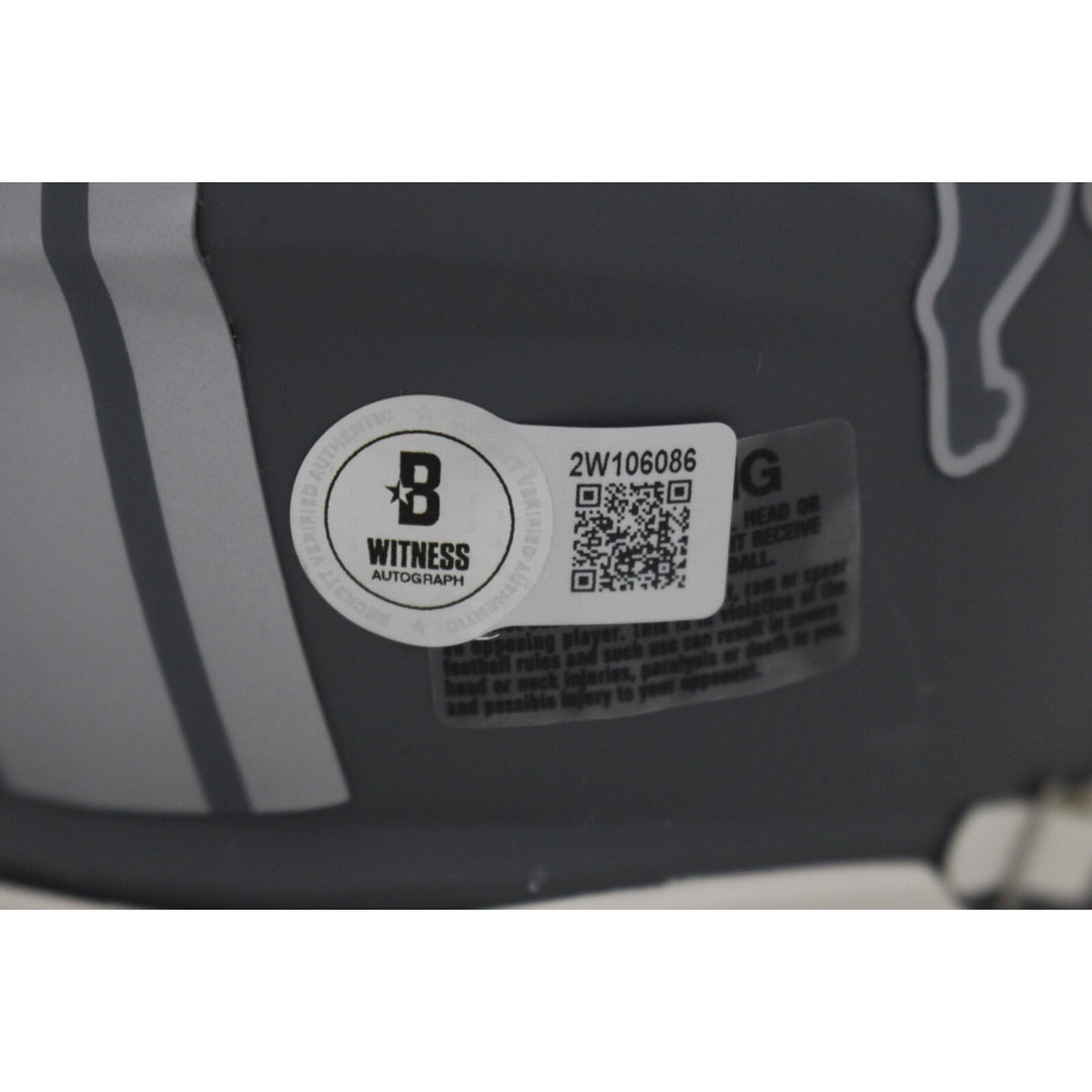 Calvin Johnson Autographed/Signed Detroit Lions Slate Mini Helmet Beckett 47637