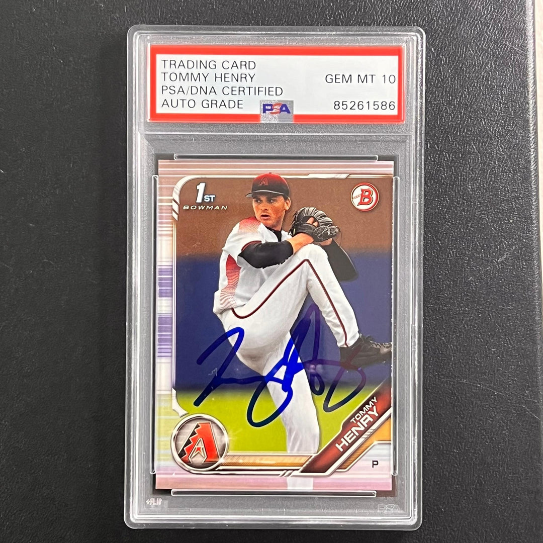 2020 Topps Bowman #Bd-197 Tommy Henry Signed Card AUTO 10 PSA Slabbed Diamondbac