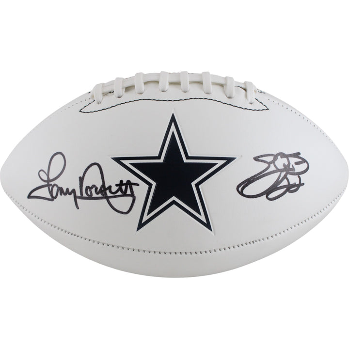 Emmitt Smith Tony Dorsett Autographed Dallas Cowboys Logo Football Beckett 50844