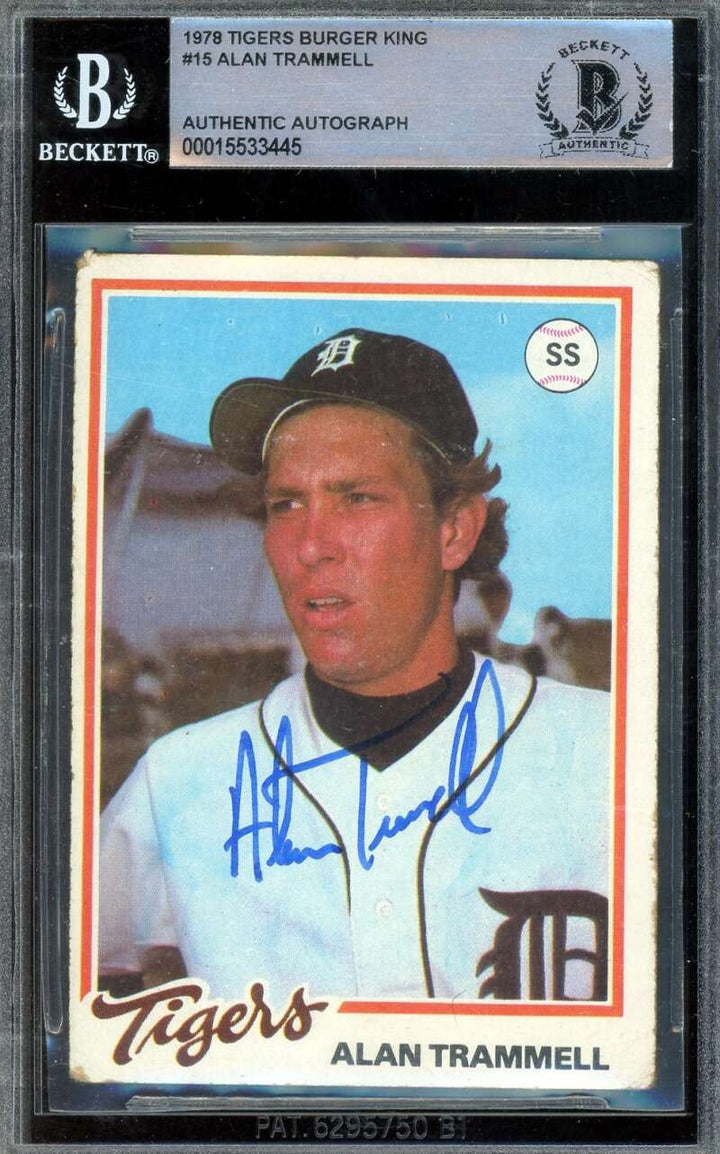 Alan Trammell Beckett BAS Signed 1978 Topps Burger King Rookie Autograph