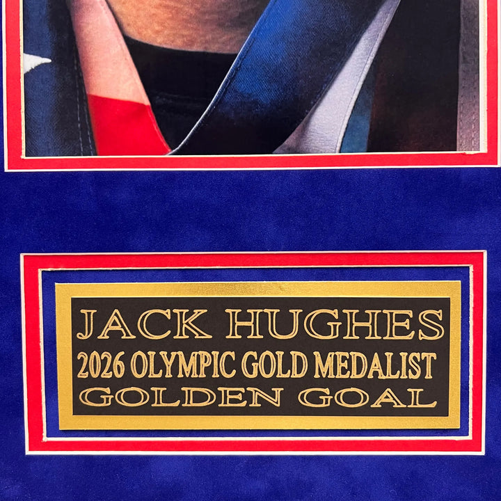 Jack Hughes Custom Framed Display Hockey Photo - Golden Goal