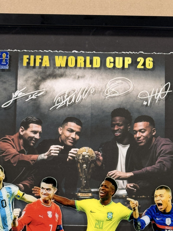 FIFA World Cup 2026 Framed 3D Photo Shadowbox Messi Ronaldo Vinicius Jr Mbappe