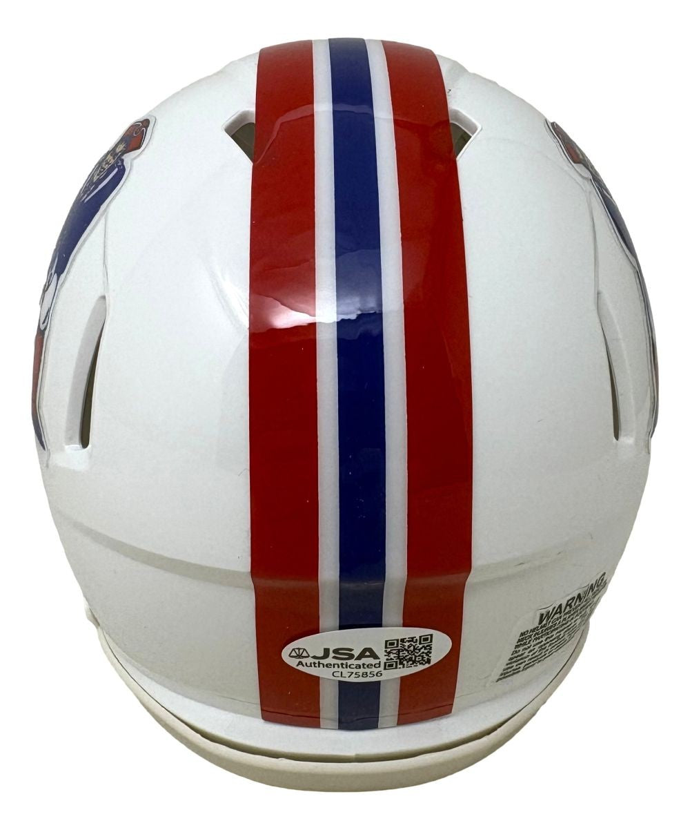 Drew Bledsoe Signed New England Patriots Throwback Mini Speed Helmet JSA QR