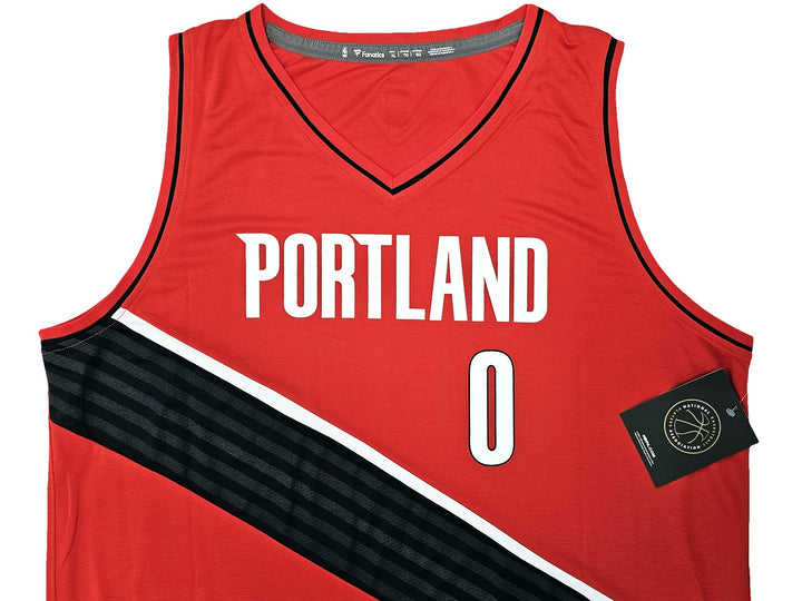 Portland Trailblazers Damian Lillard Signed Red Fanatics Jersey Size XL Beckett