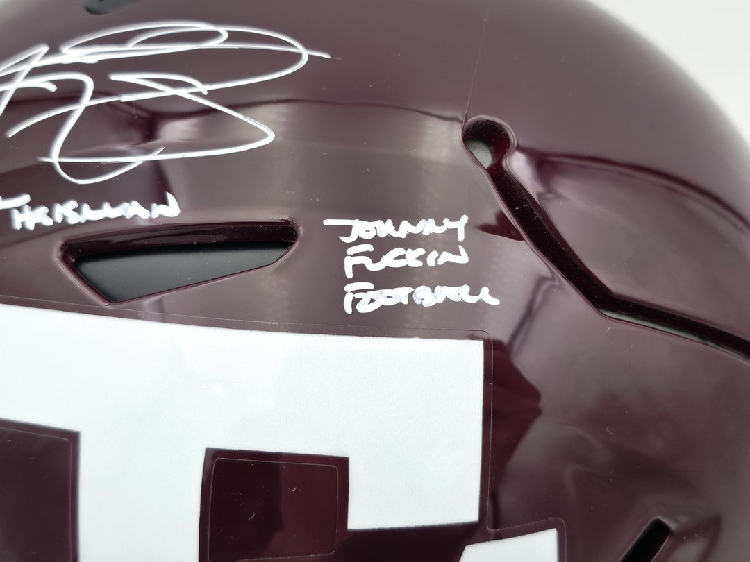 Johnny Manziel Auto Texas AM Maroon Full Size Auth Hyper SpeedFlex Helmet 4 Stat