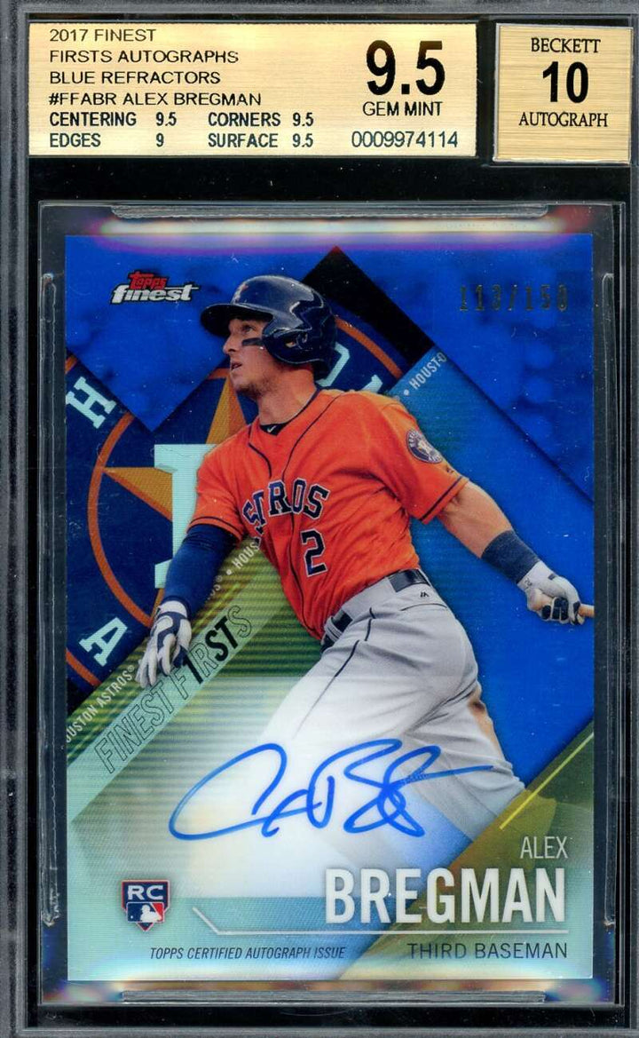 Alex Bregman Gem Mint 10 BAS Beckett 2017 Topps Finest Rookie Blue Refractor
