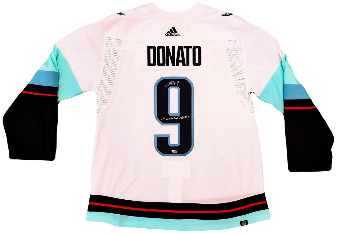 Kraken Ryan Donato Auto White Adidas Inaugural Jersey "1st Kraken Goal" Fanatics