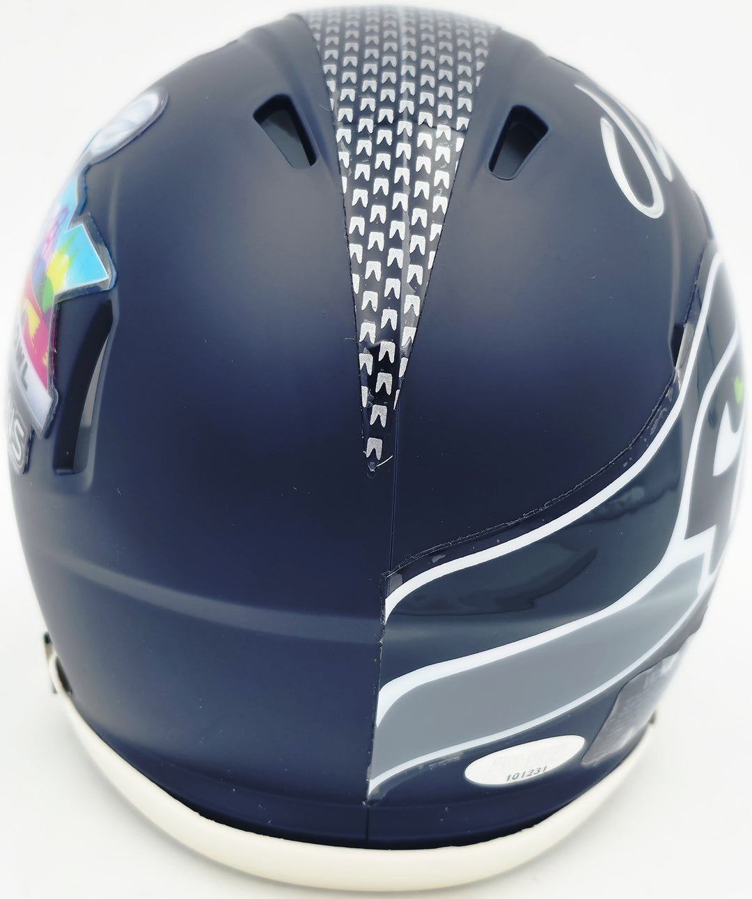Julian Love Signed Seahawks Blue SB LX Champions Logo Speed Mini Helmet MCS Holo