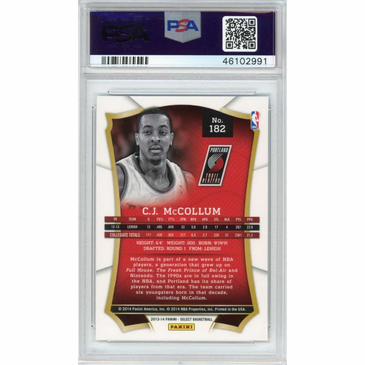 Graded 2013-14 Panini Select CJ C.J. MCCOLLUM #182 Rookie Basketball Card PSA 10