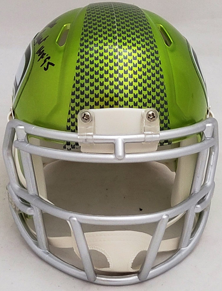 Steve Largent & Jim Zorn Signed Seahawks Flash Green Speed Mini Helmet MCS Holo