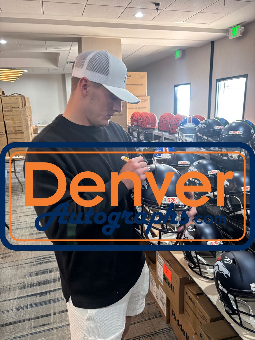 Bo Nix Autographed/Signed Denver Broncos F/S Helmet Beckett Witness 53268