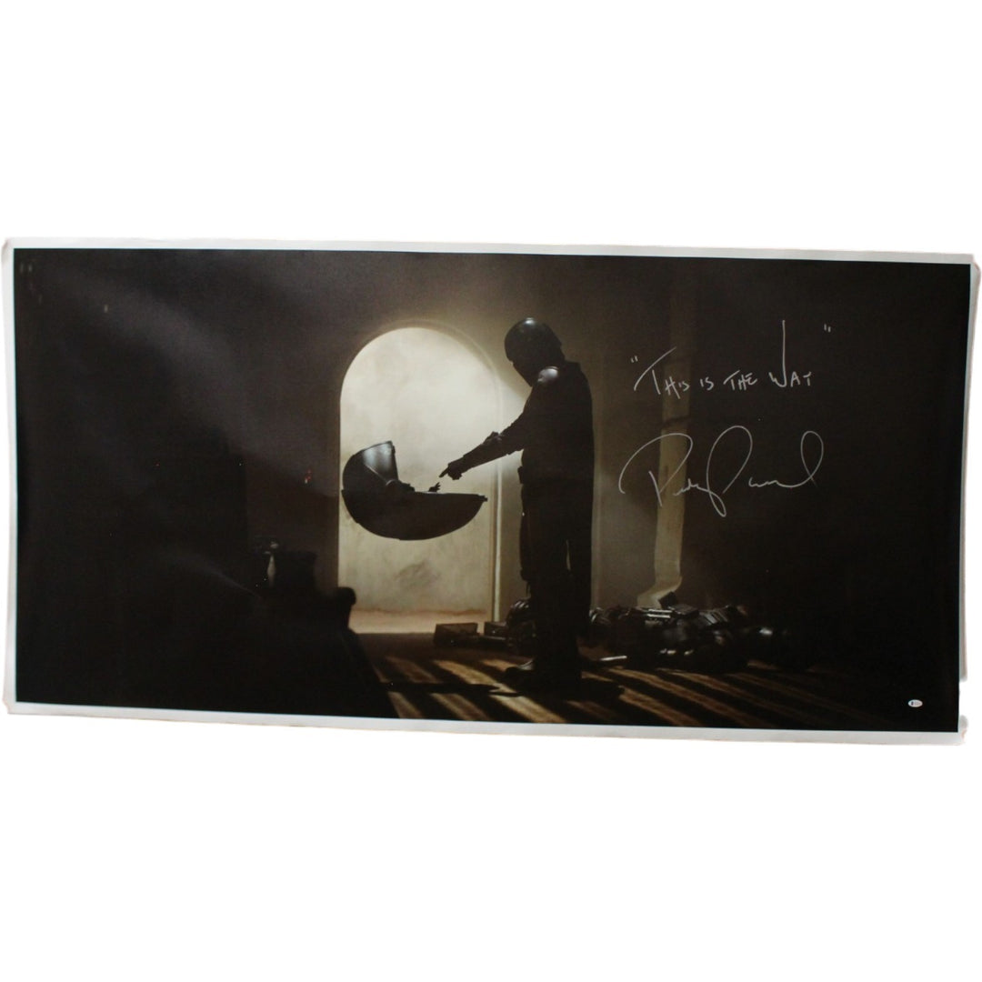 Pedro Pascal Autographed Mandalorian 36x48 Canvas This is The Way Beckett 56605