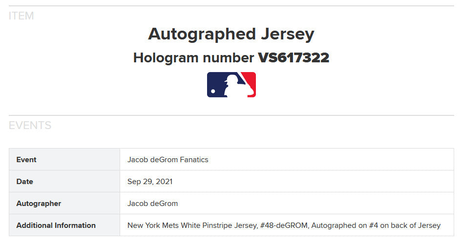Jacob DeGrom Signed Authentic NY Mets #48 Nike Jersey Autograph Fanatics COA CY