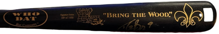 Drew Brees signed Bring The Wood Who Dat Saints Eng Hand Painted Bat- BREES HOLO