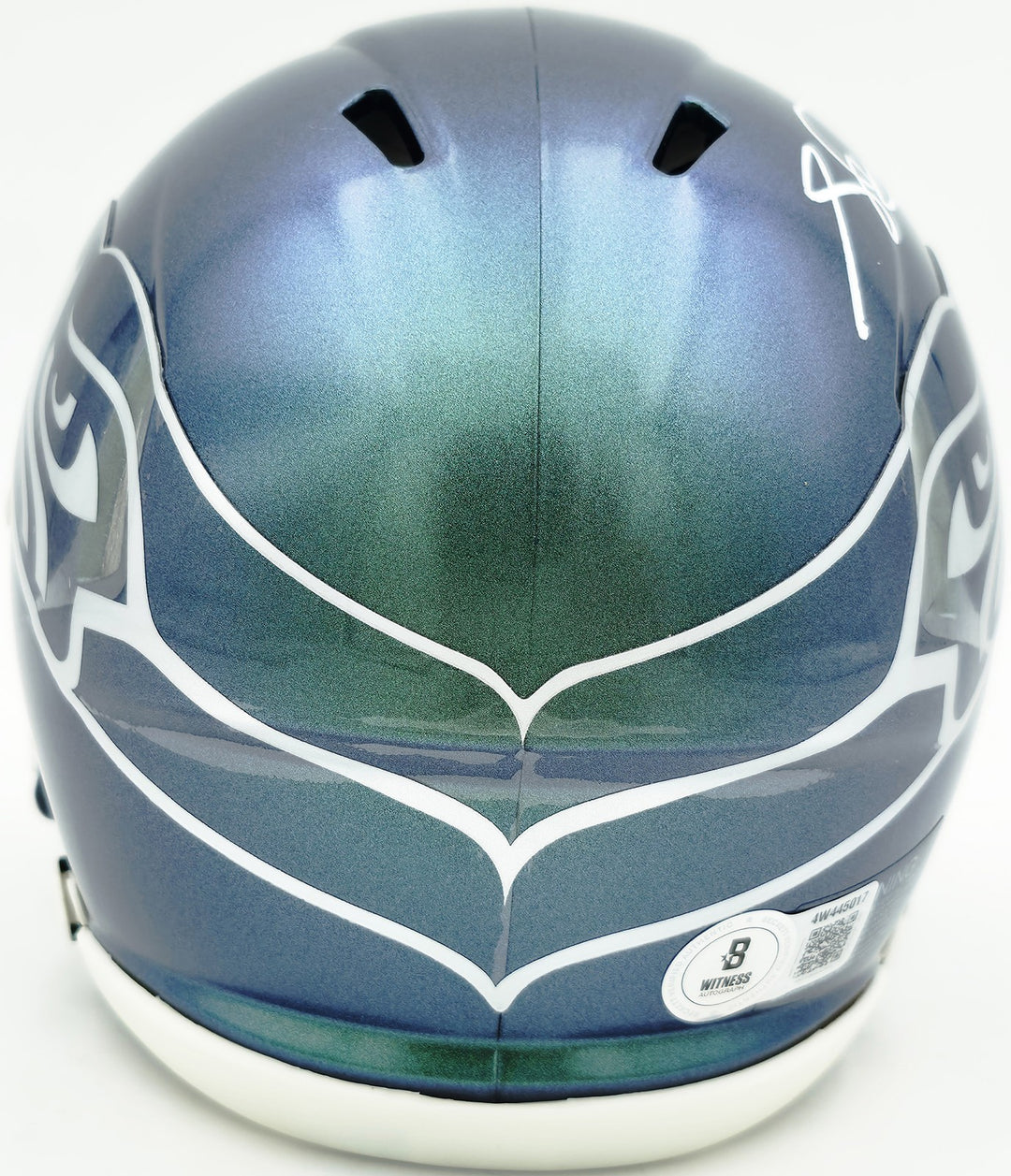 Sam Darnold Auto Seahawks Metallic Green Rivalries Speed Mini Helmet Beckett Wit