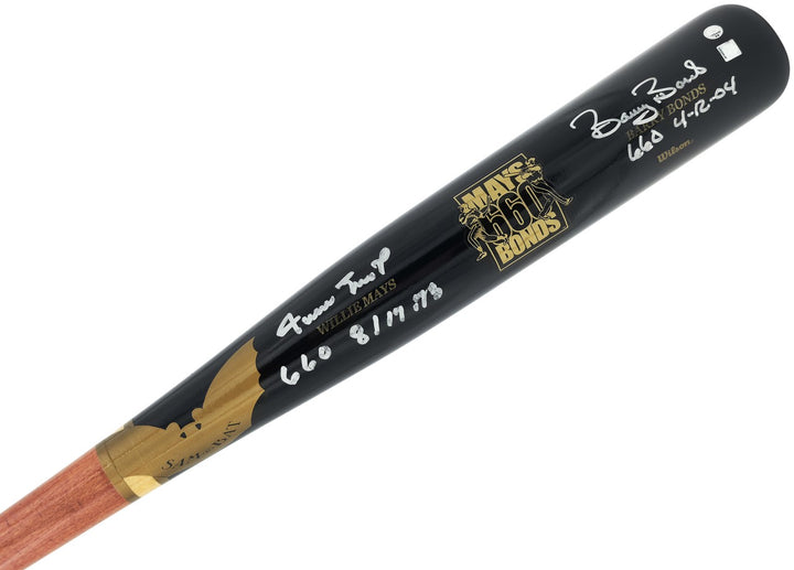Willie Mays Barry Bonds Auto Black 660 Home Run Logo SAM Bat Dated WM Collection
