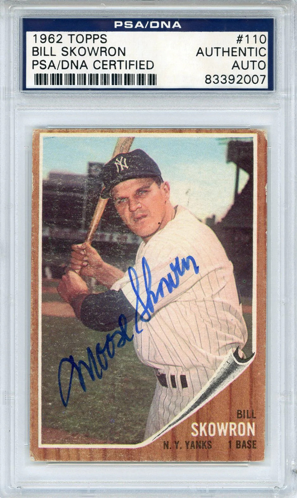 Bill Skowron Autographed 1962 Topps Card #110 (PSA)