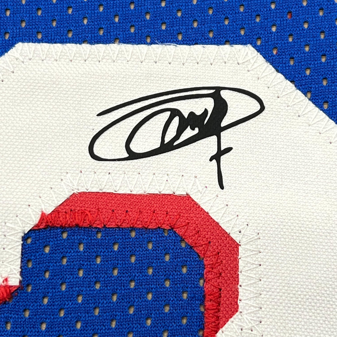 Framed Facsimile Autographed Joel Embiid 33x42 Blue Reprint Laser Auto Jersey