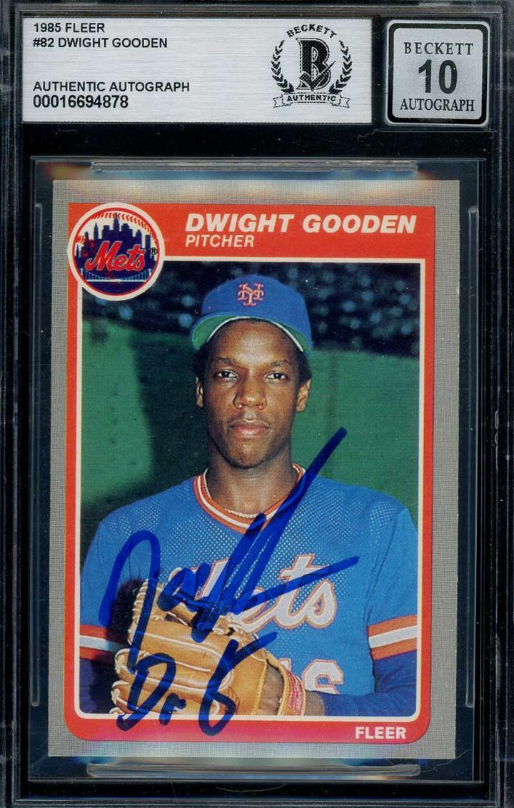 Dwight Gooden Gem Mint 10 Beckett BAS Signed 1985 Fleer Rookie Autograph