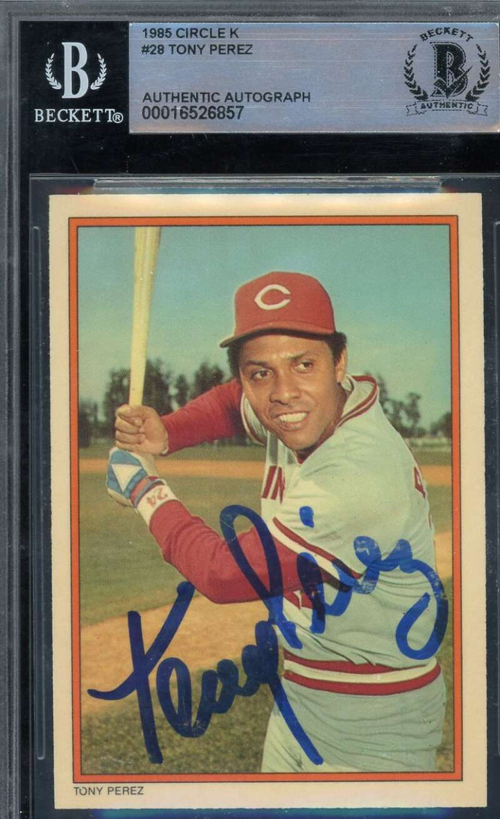 Tony Perez Beckett BAS Signed 1985 Topps Circle K Autograph