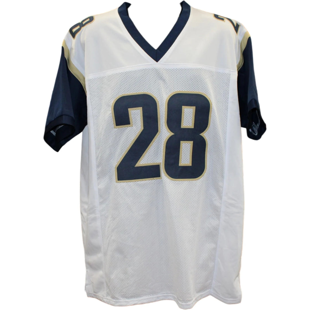 Marshall Faulk Autographed/Signed Pro Style XL Jersey White Beckett WIT 58501