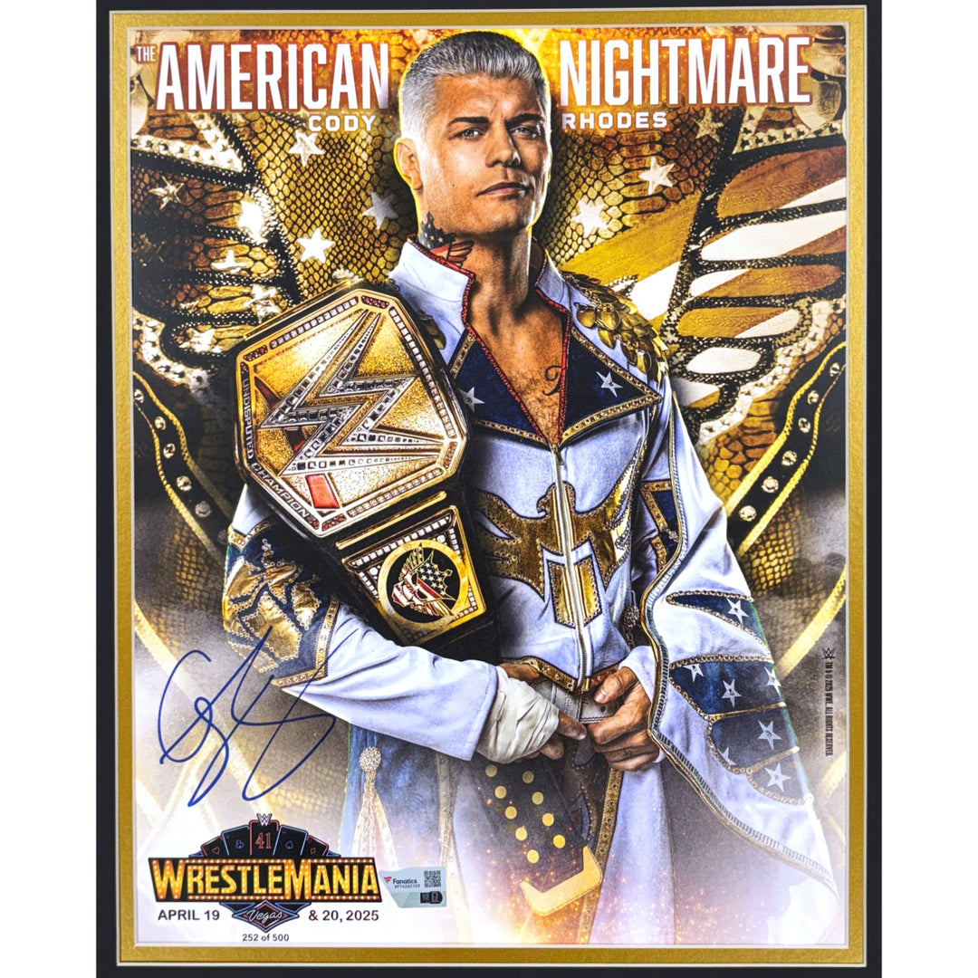 Cody Rhodes Autographed WWE Wrestlemania Vegas 11x14 Photo Framed Fanatics