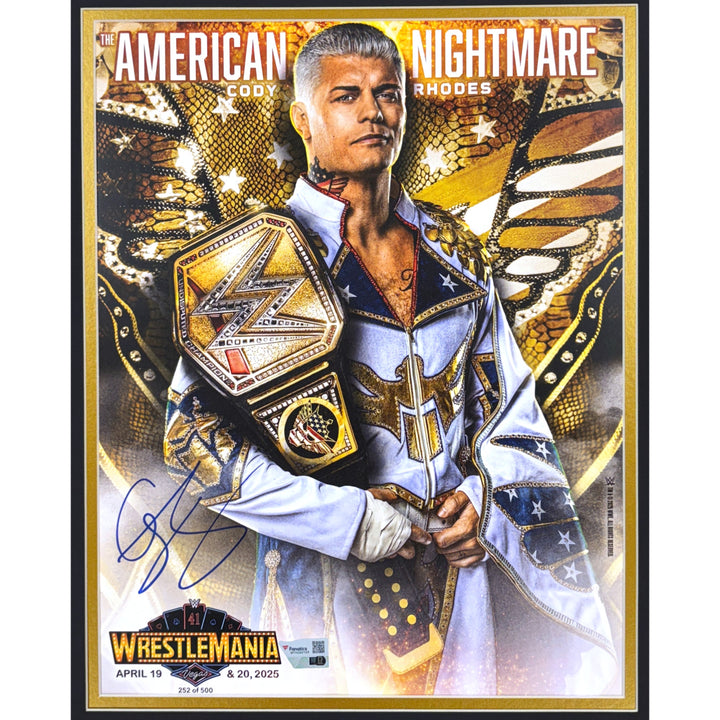 Cody Rhodes Autographed WWE Wrestlemania Vegas 11x14 Photo Framed Fanatics
