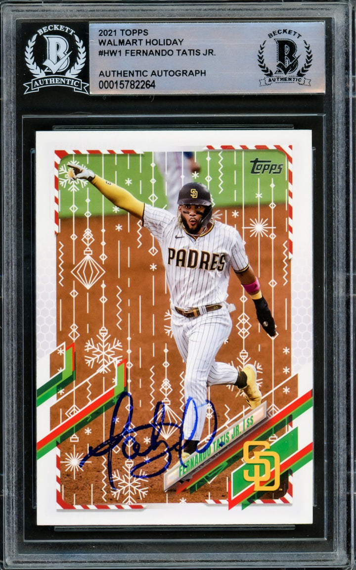 Fernando Tatis Jr. Signed 2021 Topps Holiday Card #HW1 San Diego Padres Beckett