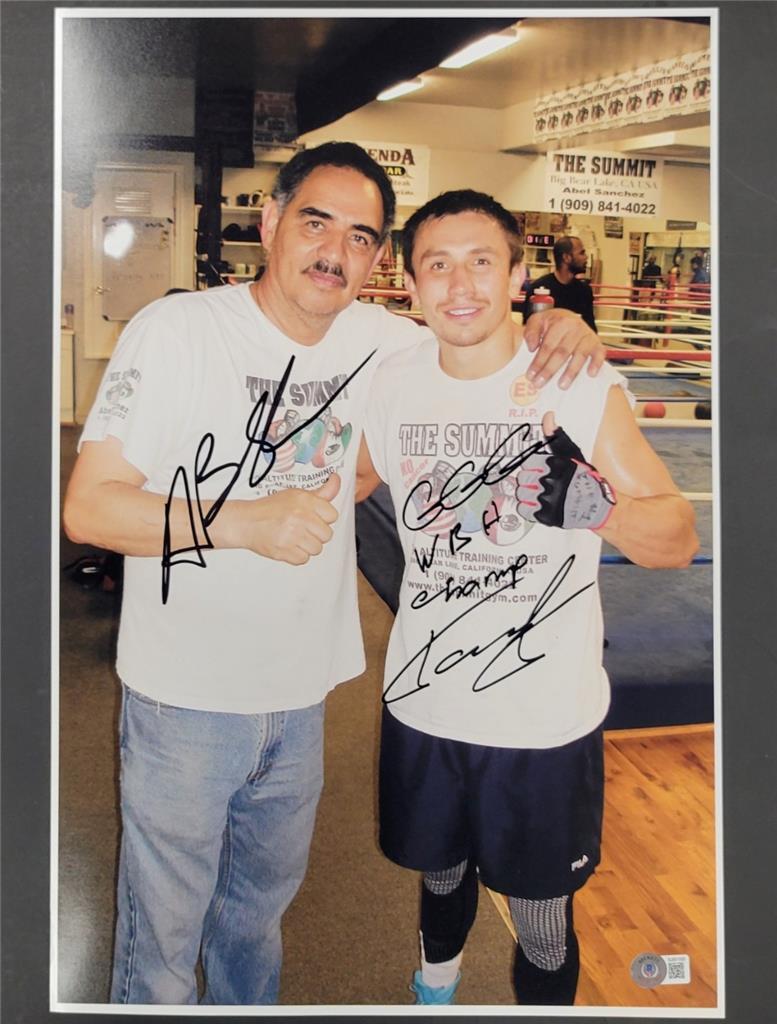 Gennady Golovkin GGG & Abner Mares signed WBA Champion 12x18 photo ~ Beckett BAS