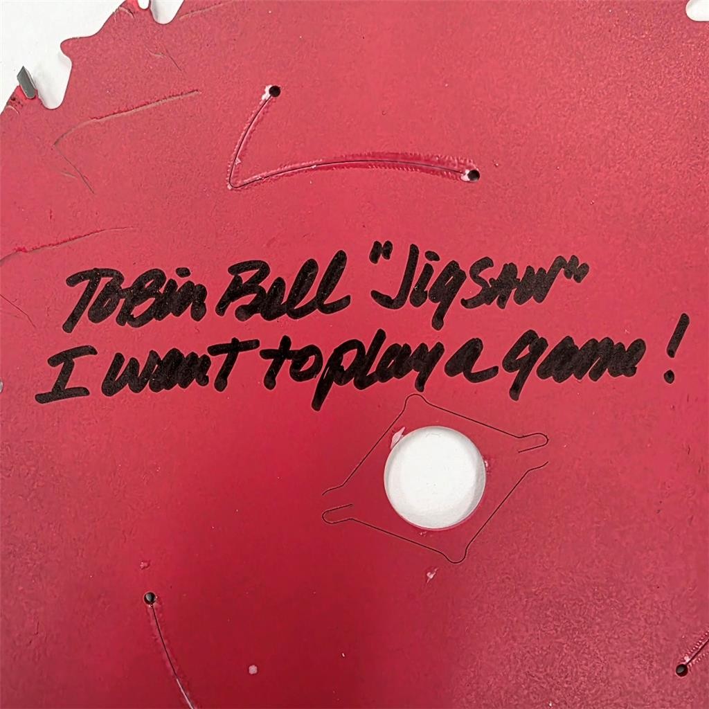 Tobin Bell signed Jigsaw "I Want to Play a Game" 7 Inch Saw Blade autograph JSA