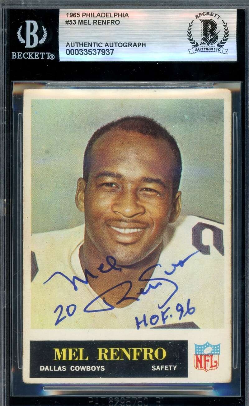 Mel Renfro Beckett BAS Signed 1965 Philadelphia Rookie Autograph Cowboys