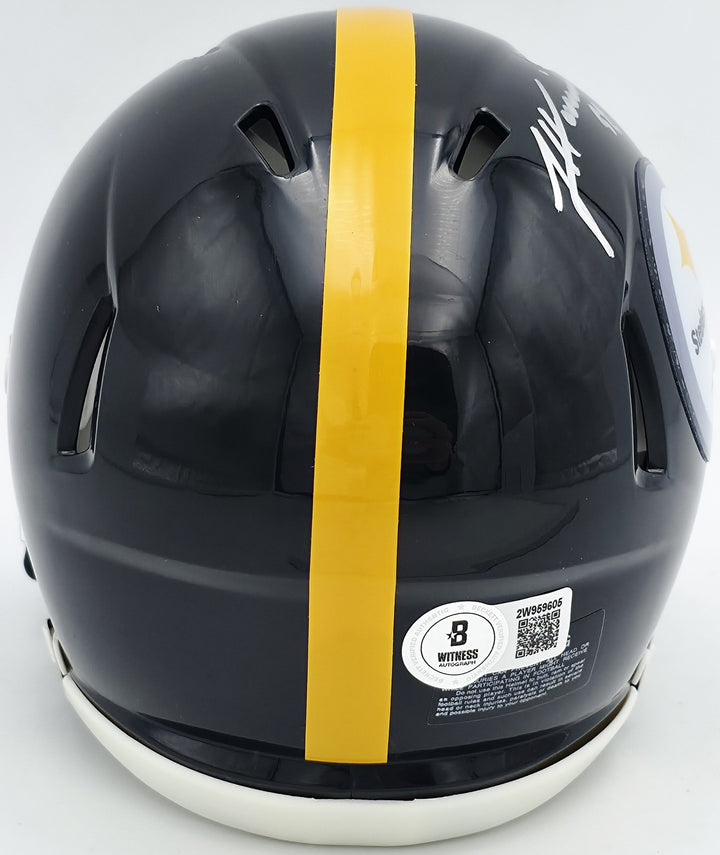 James Harrison Signed Pittsburgh Steelers Black Speed Mini Helmet Beckett Wit