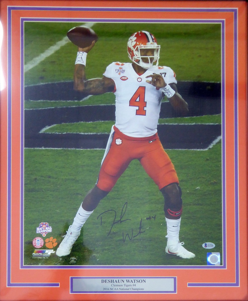 Deshaun Watson Signed Framed 16x20 Photo Clemson Tigers Beckett BAS