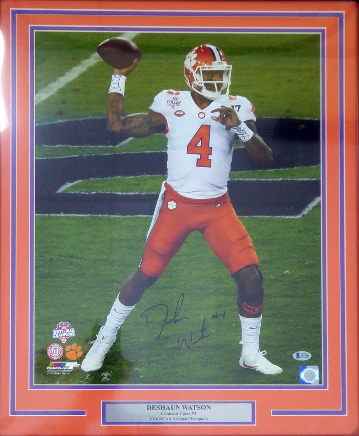 Deshaun Watson Signed Framed 16x20 Photo Clemson Tigers Beckett BAS