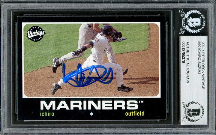 Ichiro Suzuki Signed 2002 Upper Deck Vintage Card 50 Seattle Mariners Beckett