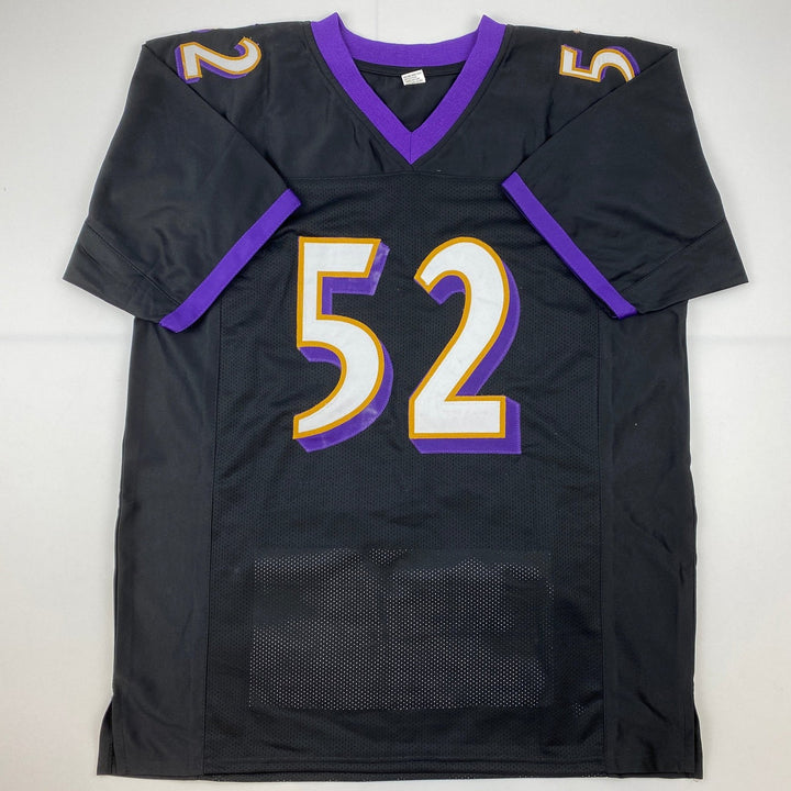 Autographed/Signed Ray Lewis Baltimore Black Stat Jersey Beckett COA