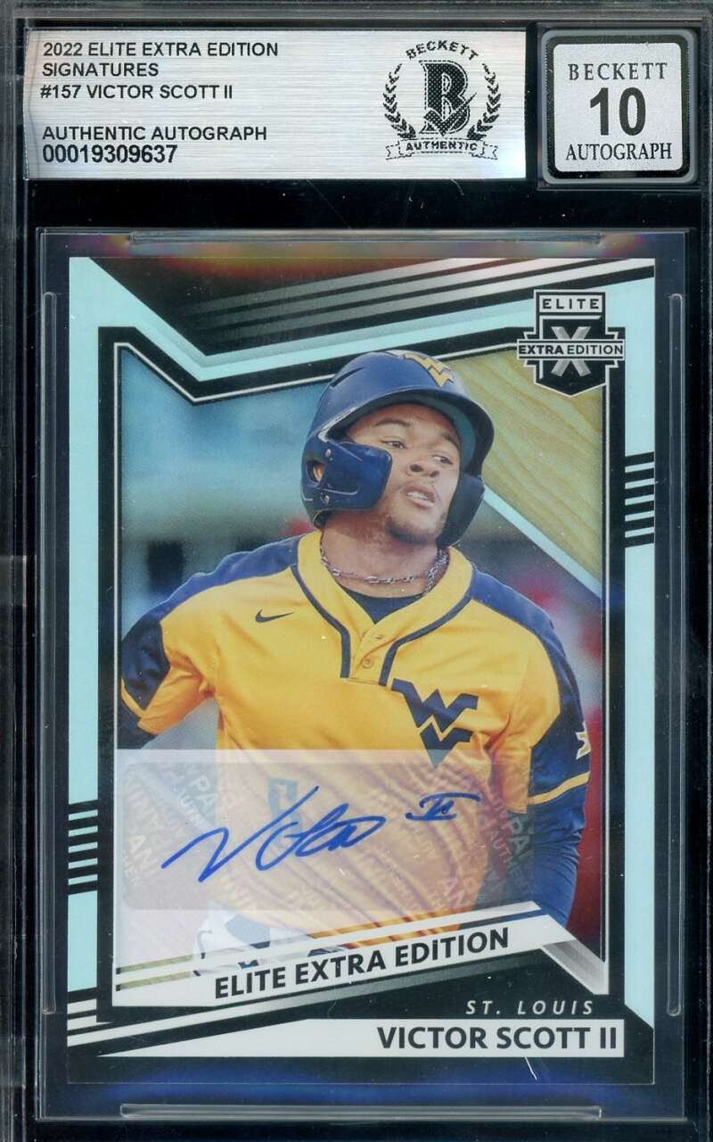 Victor Scott II Gem Mint 10 Beckett BAS Signed 2022 Panini Elite Extra Rookie Au