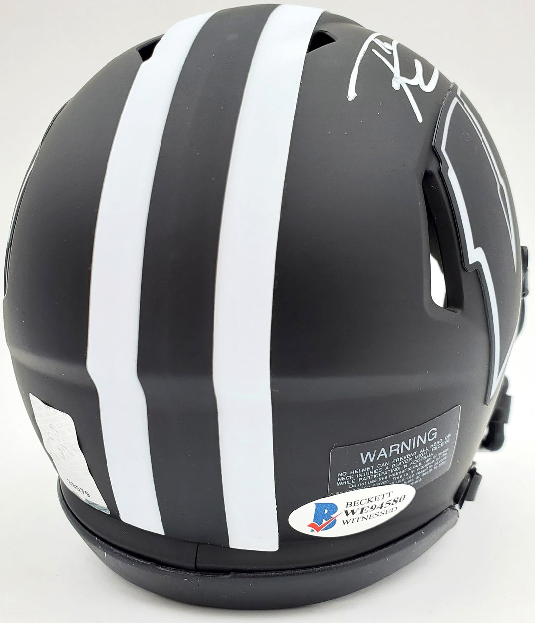 Russell Wilson Signed Wisconsin Badgers Black Eclipse Speed Mini Helmet RW Holo