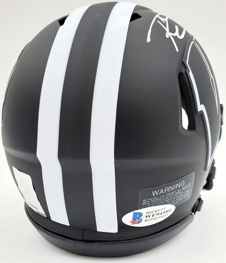 Russell Wilson Signed Wisconsin Badgers Black Eclipse Speed Mini Helmet RW Holo