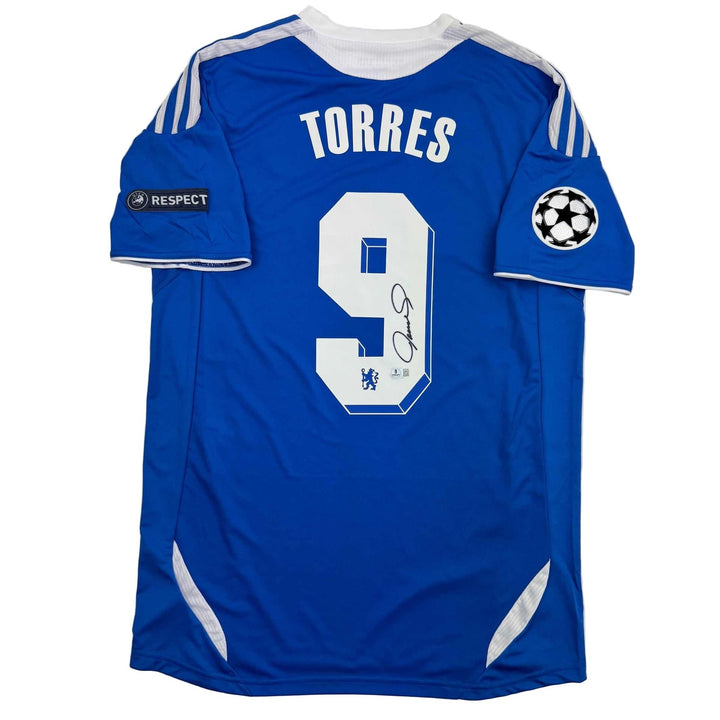 Autographed/Signed Fernando Torres Chelsea FC Blue Jersey Beckett BAS COA