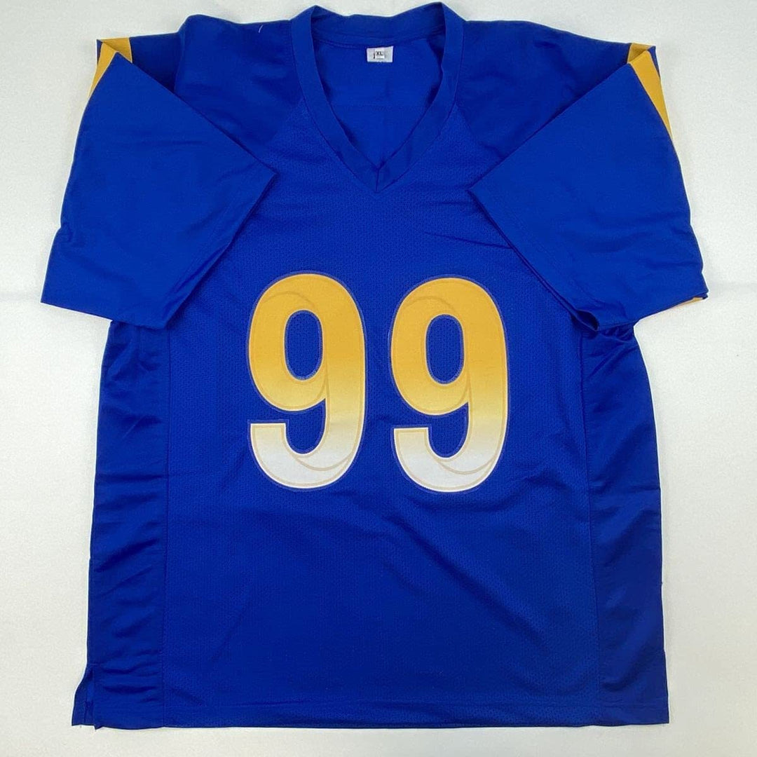 Autographed/Signed Aaron Donald Los Angeles LA Royal Blue Jersey JSA COA