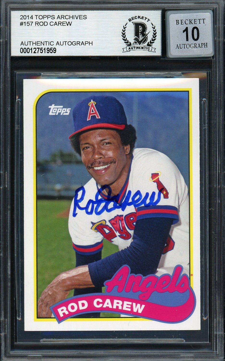 Rod Carew Auto 2014 Topps Archives Card 157 California Angels Auto GM 10 Beckett