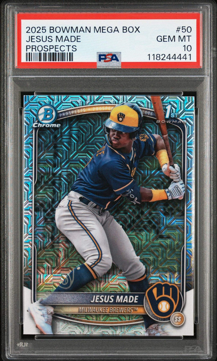 Graded 2025 Topps Bowman Mega Box Jesus Made #50 Rookie RC Baseball Card PSA 10