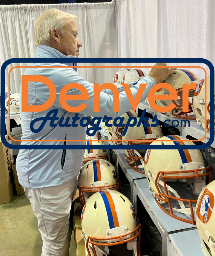 John Elway Autographed Denver Broncos F/S Retro Helmet Beckett Witness 55392